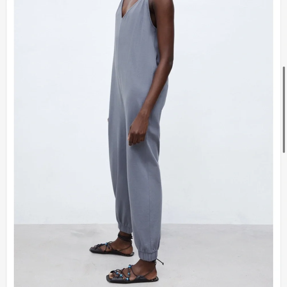 NWT Zara One Piece Jumpsuit Onsie Grey Blue Size S
